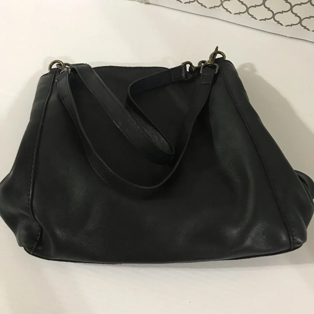 American Leather Co Black Leather Shoulder Bag